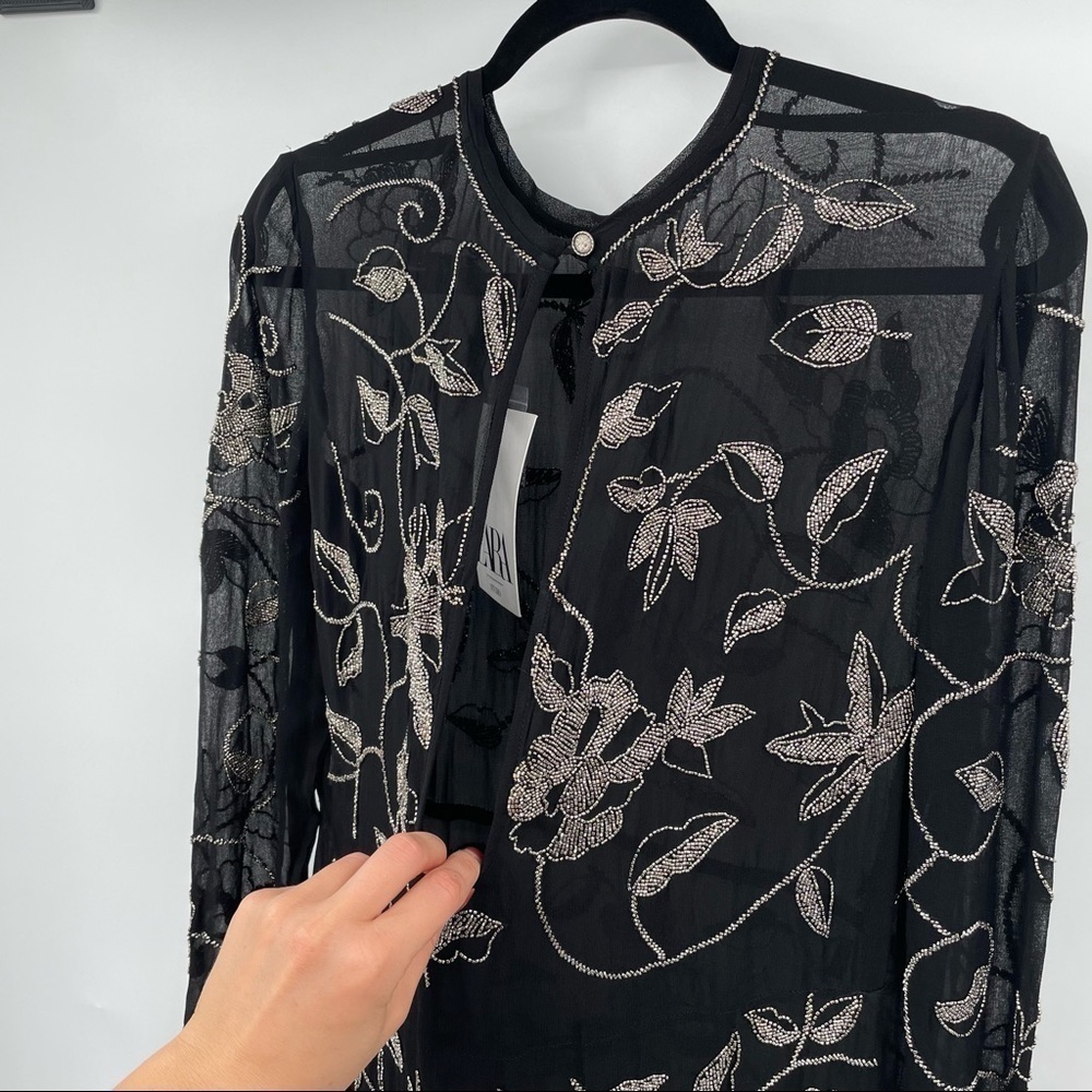 NEW! Zara Limited Edition Black Beaded Dress - Picture 12 of 15